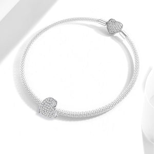 925 Sterling silver heart  charm bead