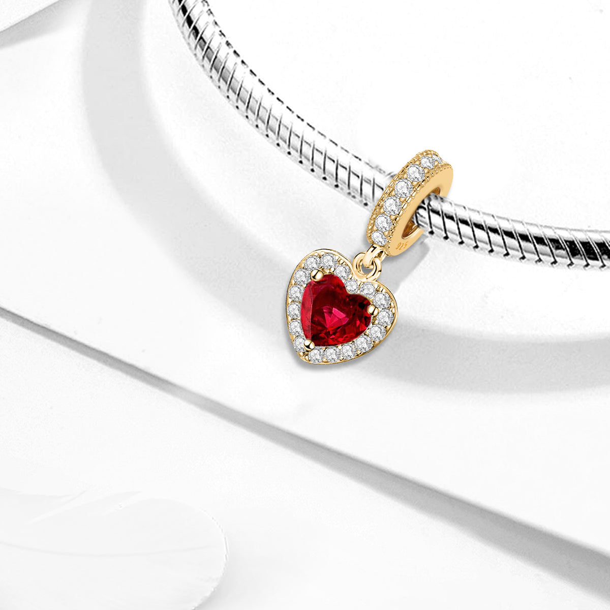 925 Sterling silver heart  charm bead