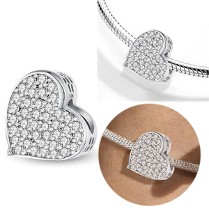 925 Sterling silver heart  charm bead