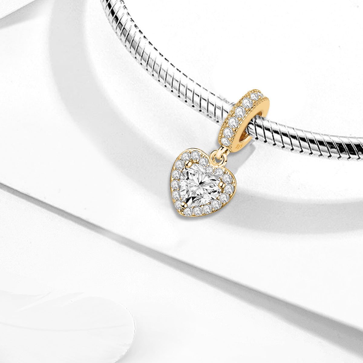 925 Sterling silver heart  charm bead