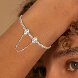 Double-Row Zircon Safety Chain | White Gold and Zircon