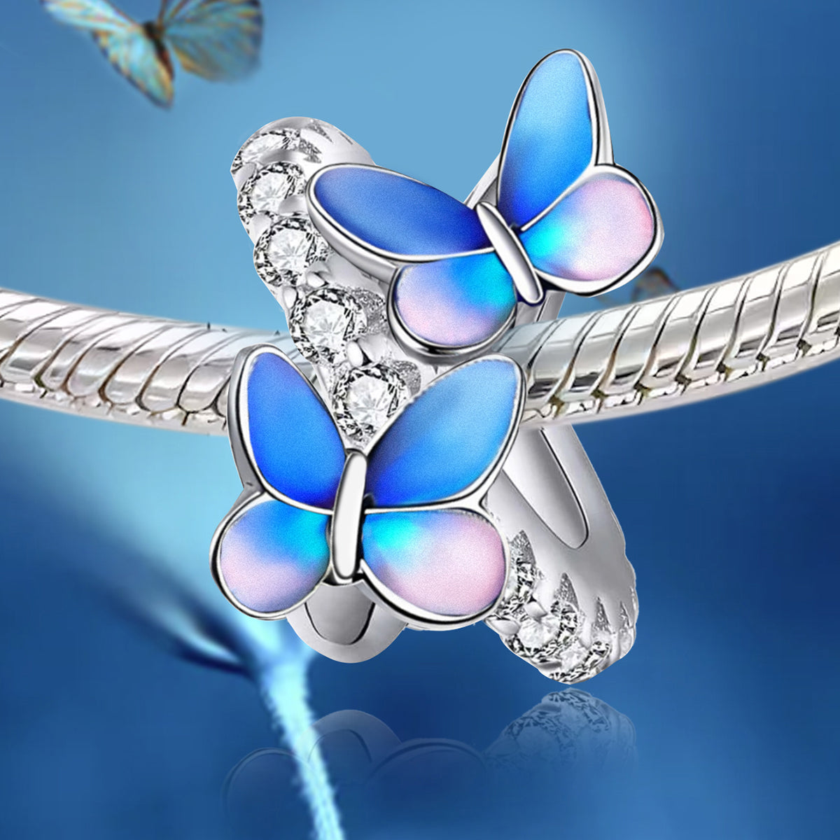 925 Sterling silver butterfly charm bead