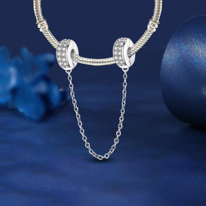 Double-Row Zircon Safety Chain | White Gold and Zircon