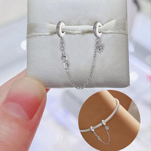 Infinity Heart Safety Chain (with Rubber Ring) | Black and White Zirconia
