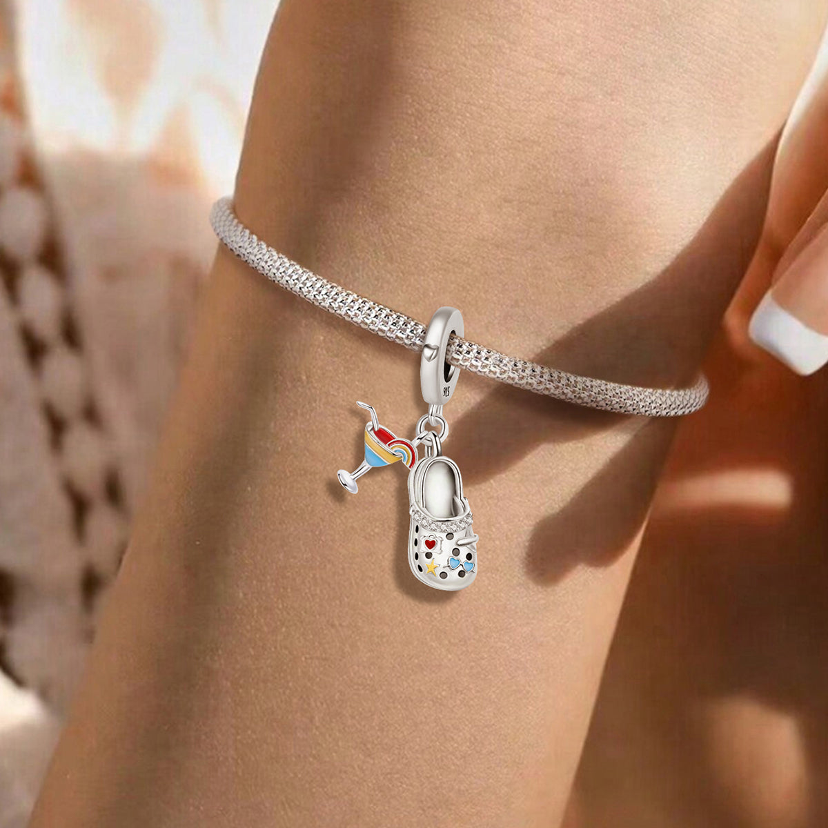 925 Sterling silver shoe charm bead
