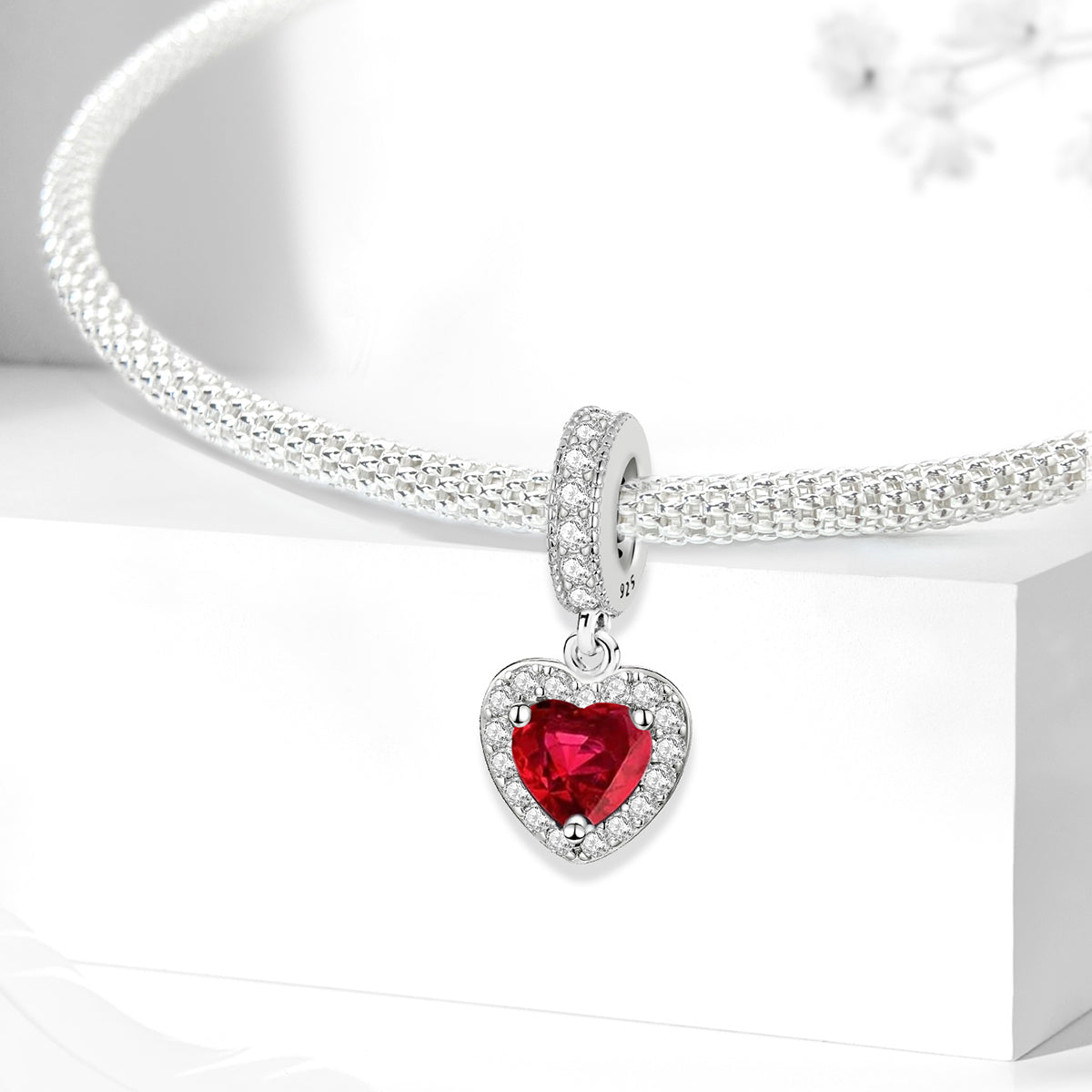 925 Sterling silver heart  charm bead