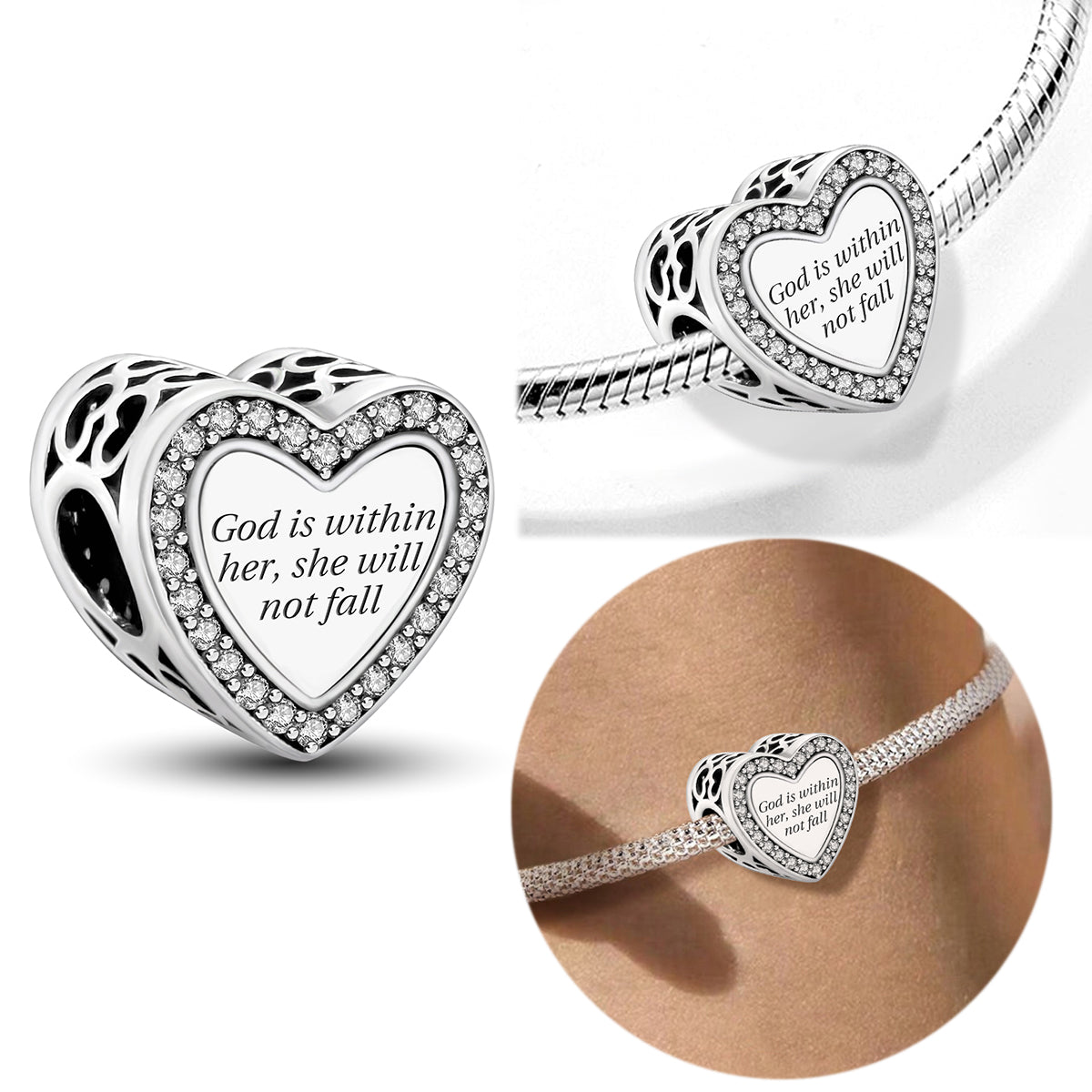 925 Sterling silver heart charm bead