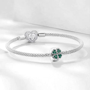 925 Sterling silver four-leaf clover charm bead