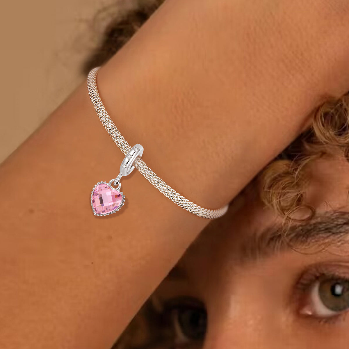 925 Sterling silver heart  charm bead