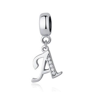 925 Sterling silver letter charm bead