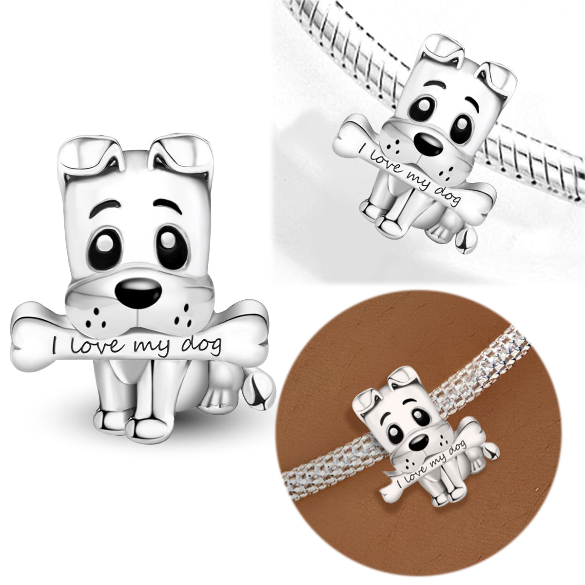 925 Sterling silver dog bead