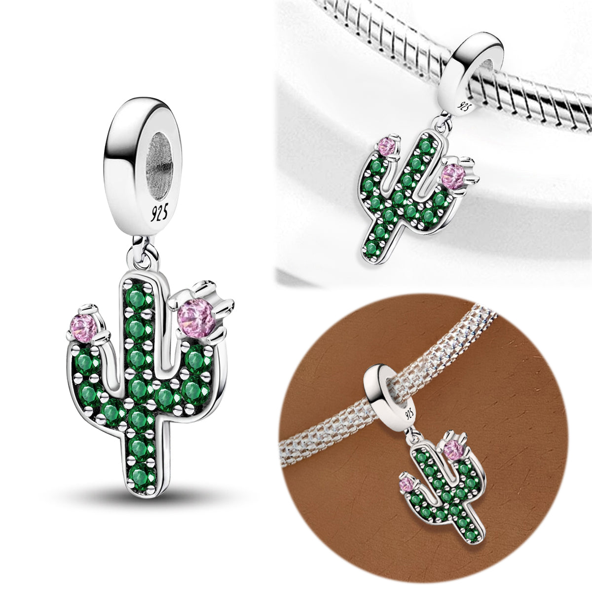 925 Sterling silver cactus bead
