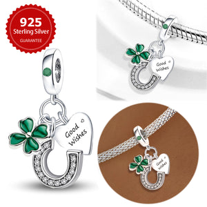 925 Sterling silver four-leaf clover charm bead