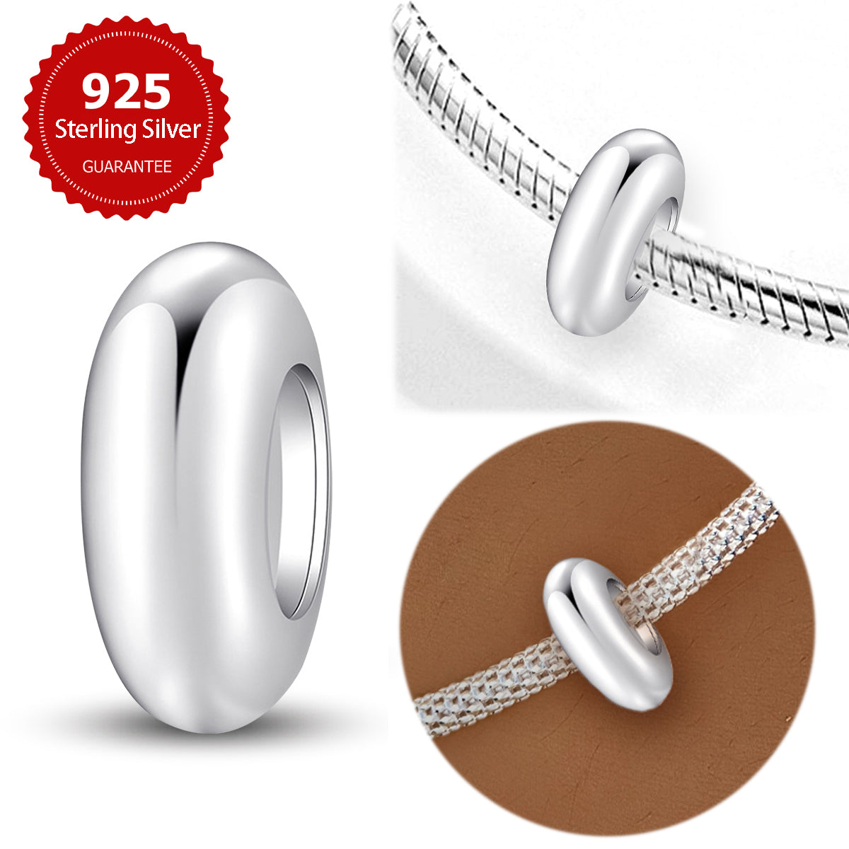 925 Sterling silver round charm bead