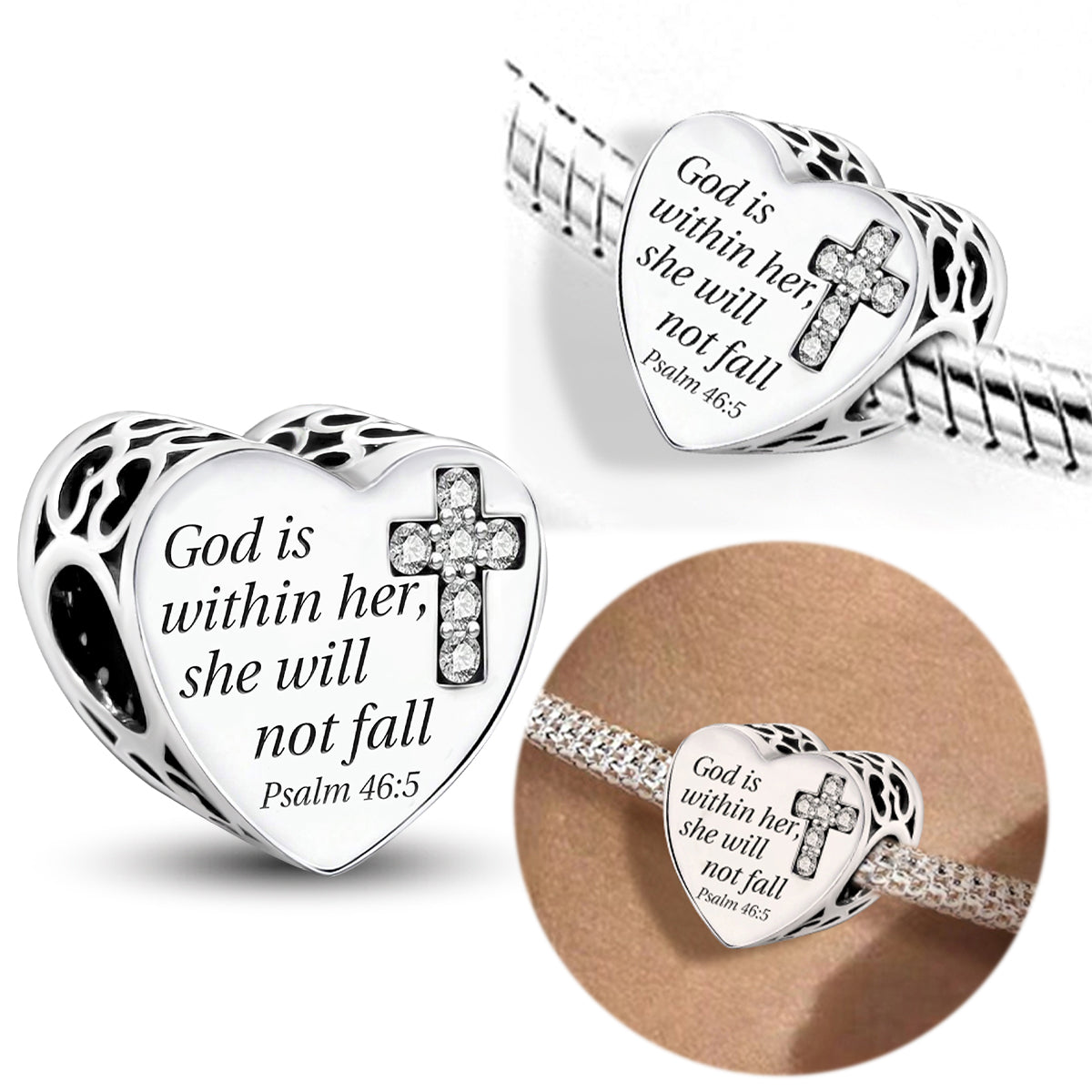 925 Sterling silver heart  charm bead