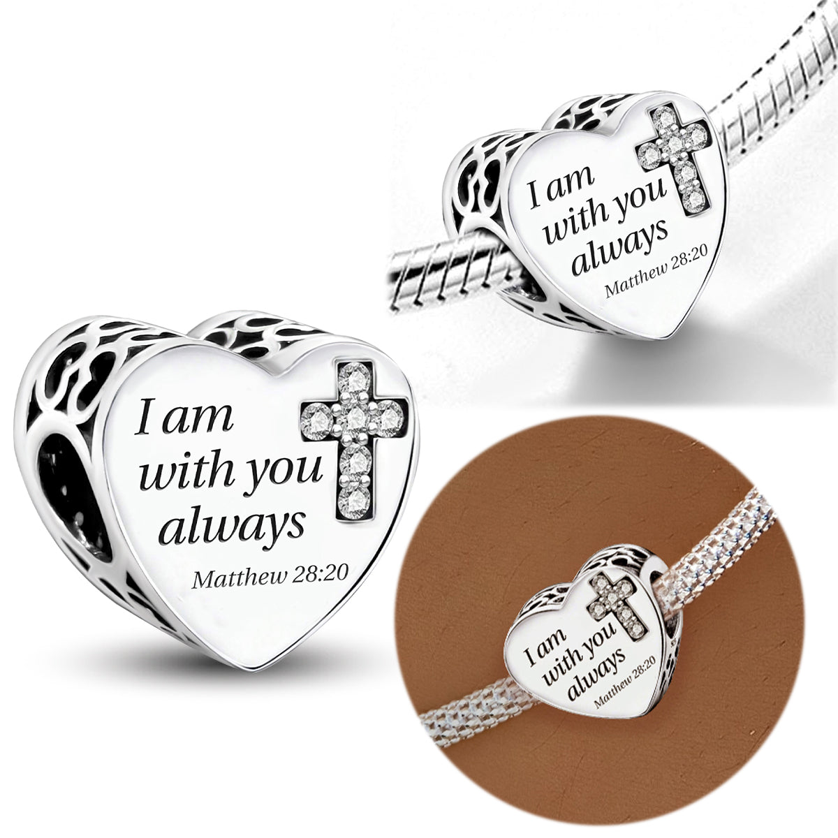 925 Sterling silver heart  charm bead