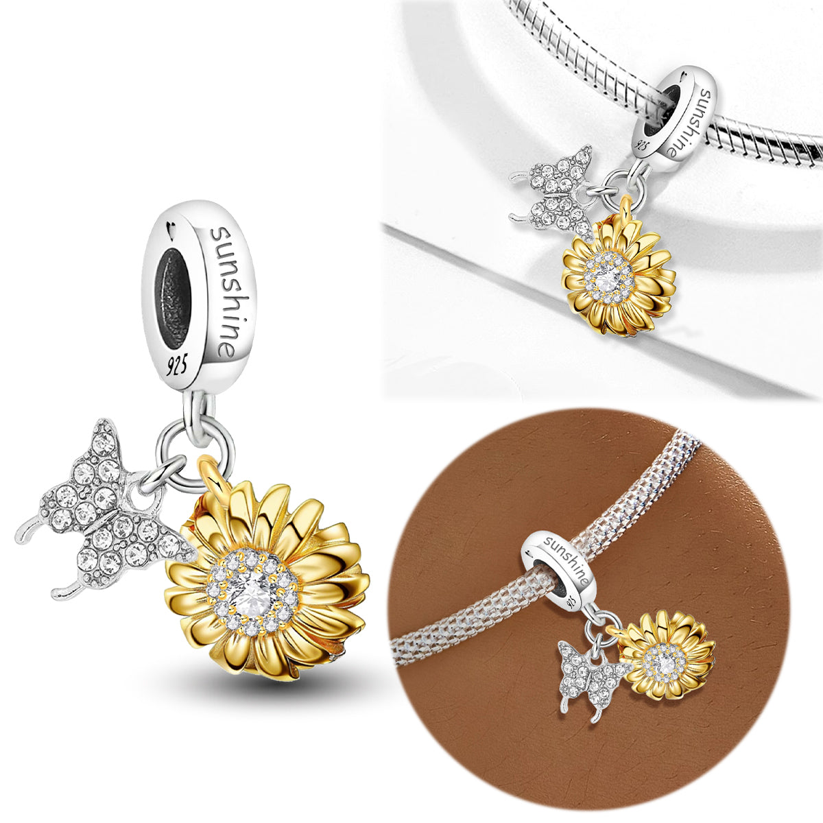 925 Sterling silver butterfly charm bead