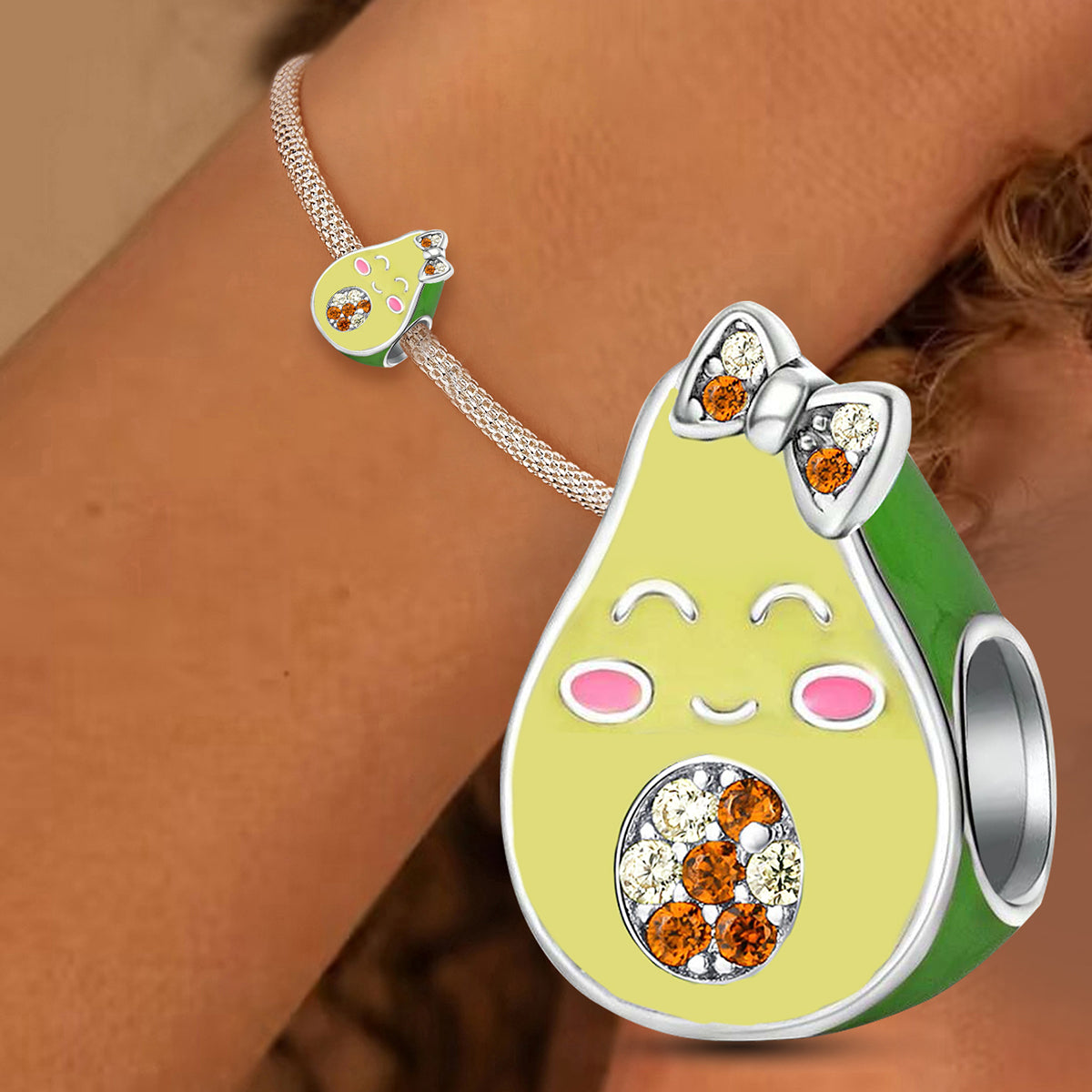 925 Sterling silver avocado bead