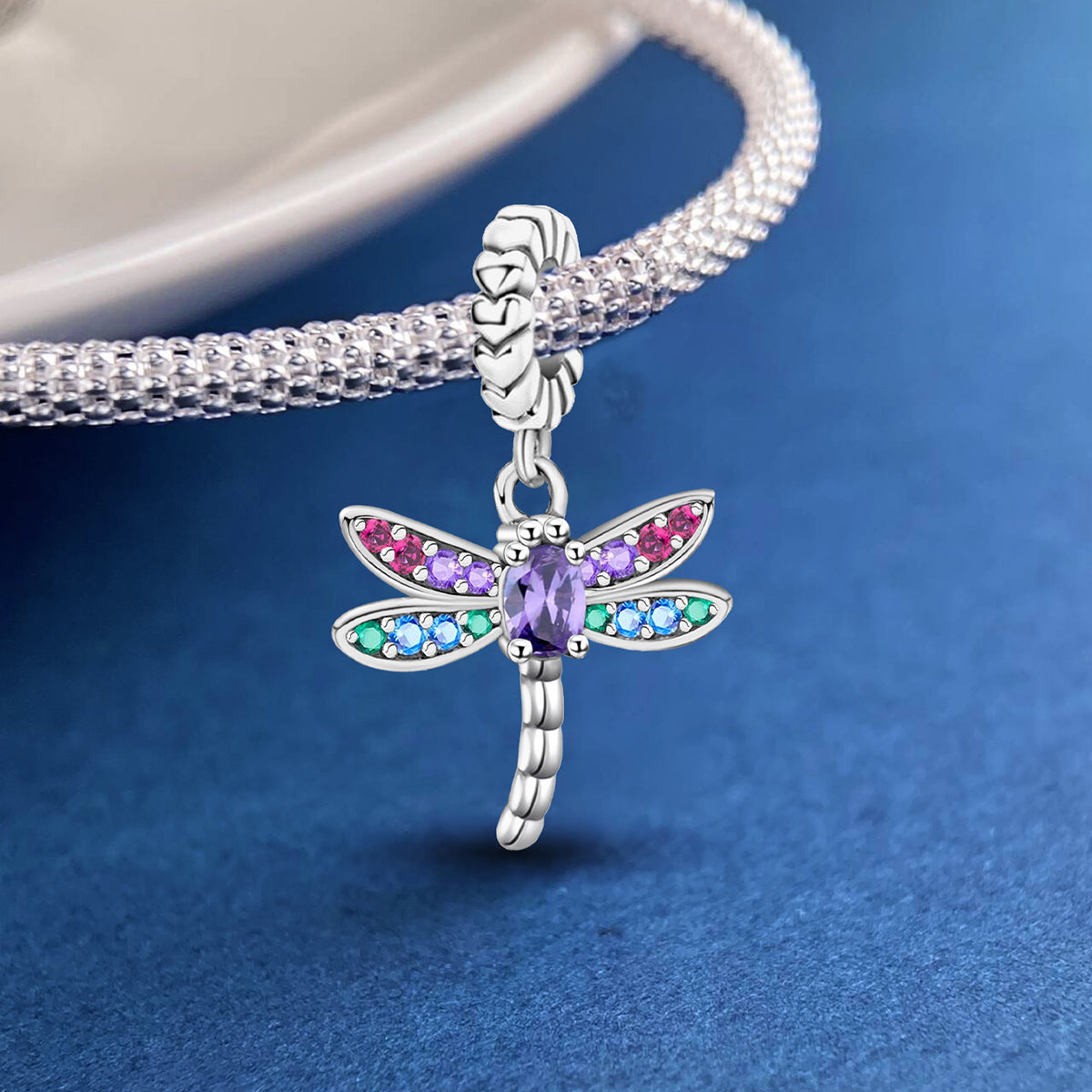925 Sterling silver dragonfly charm bead