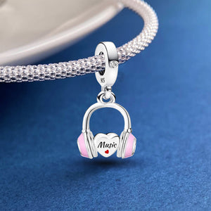 **Earphone Charm | Black Foam + White Zirconia | Trendy Design**