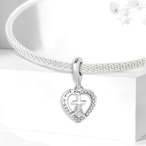 925 Sterling silver heart  charm bead