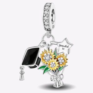 925 Sterling silver sunflower charm bead