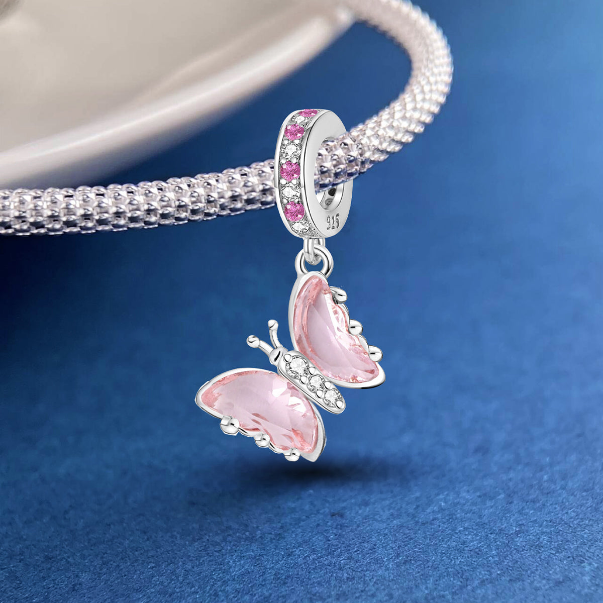 925 Sterling silver butterfly charm bead