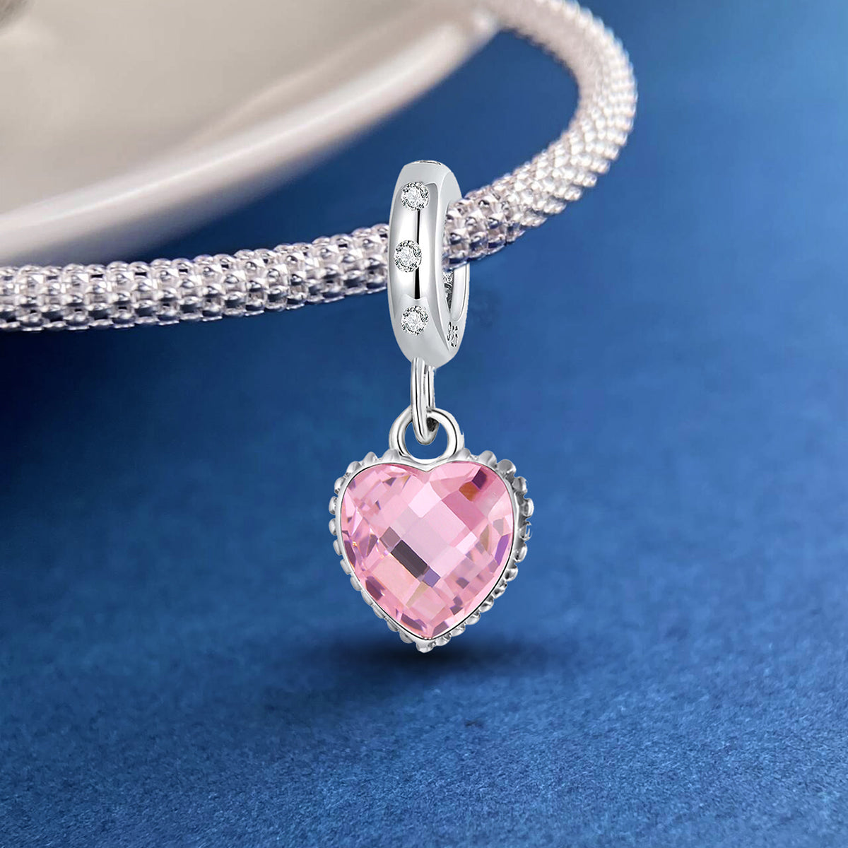 925 Sterling silver heart  charm bead