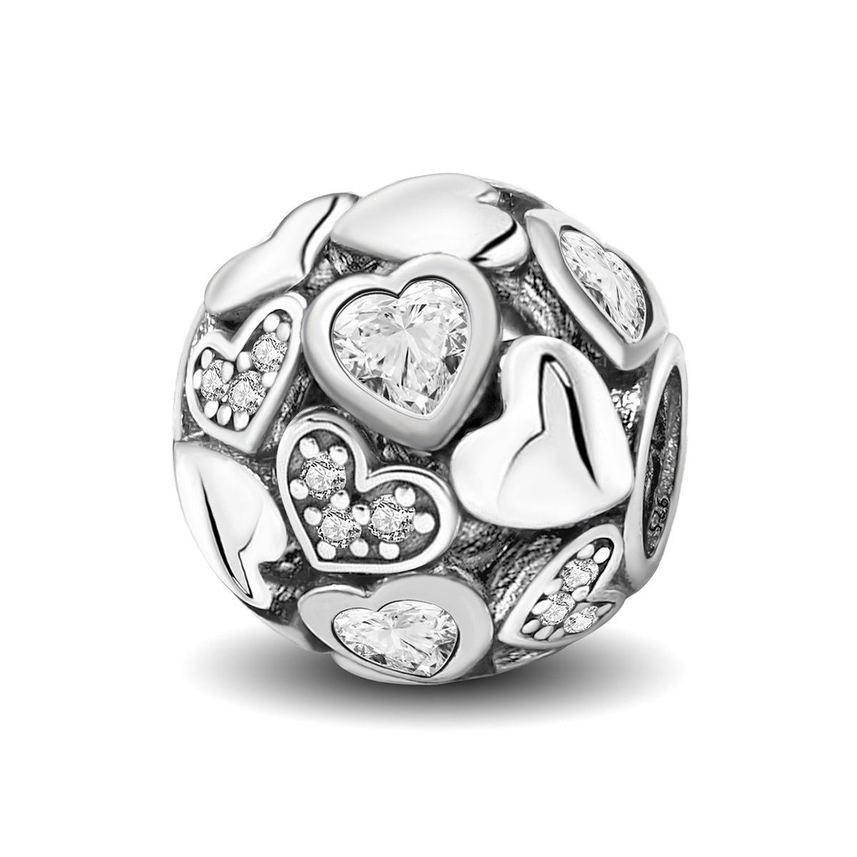 925 Sterling silver heart  charm bead
