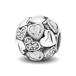 925 Sterling silver heart  charm bead