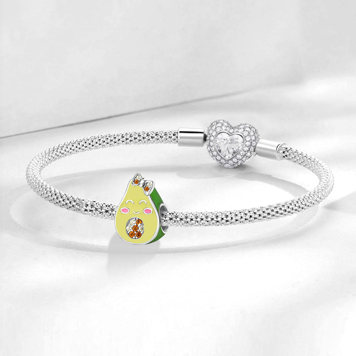 925 Sterling silver avocado bead