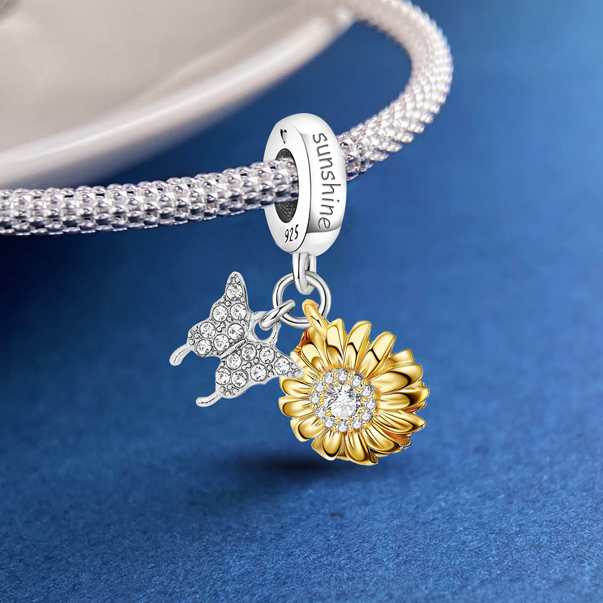 925 Sterling silver butterfly charm bead