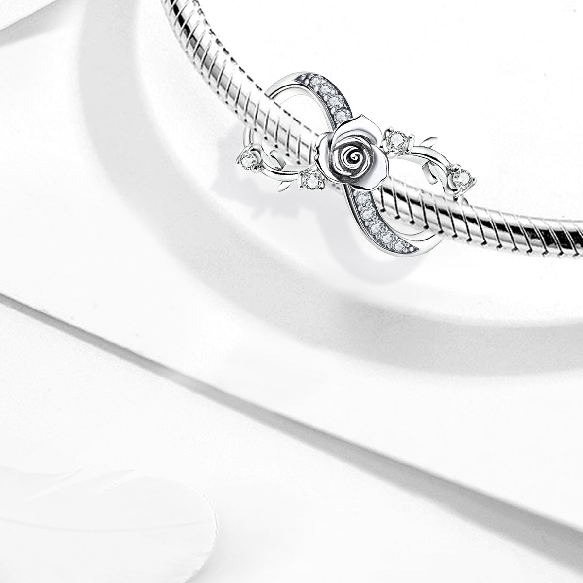 925 Sterling silver rose charm bead