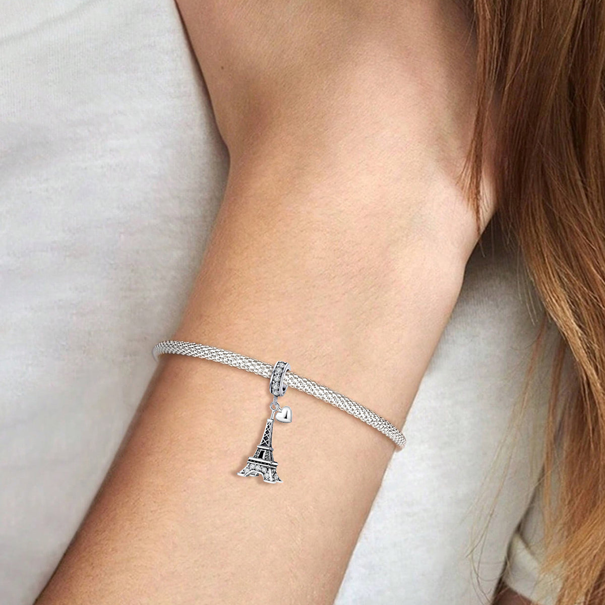 925 Sterling silver Eiffel Tower charm bead