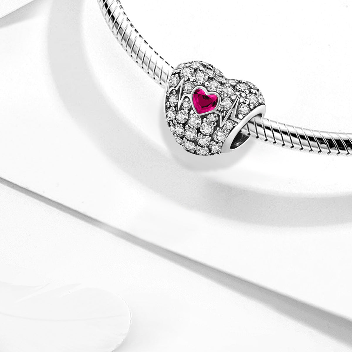 925 Sterling silver heart charm bead
