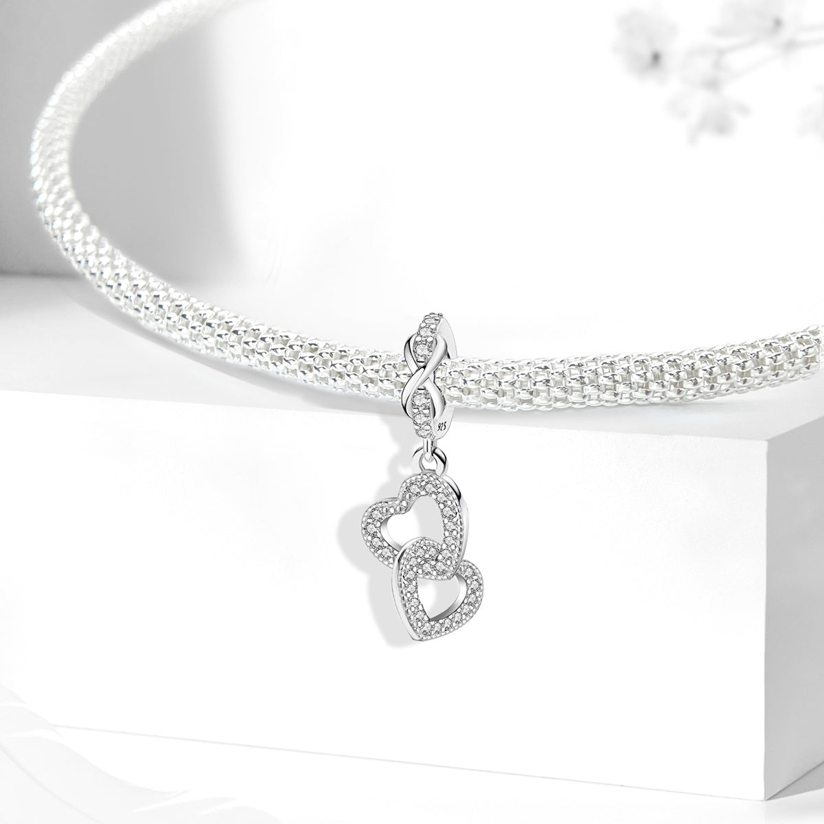 925 Sterling silver heart  charm bead