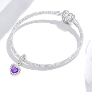 925 Sterling silver heart  charm bead