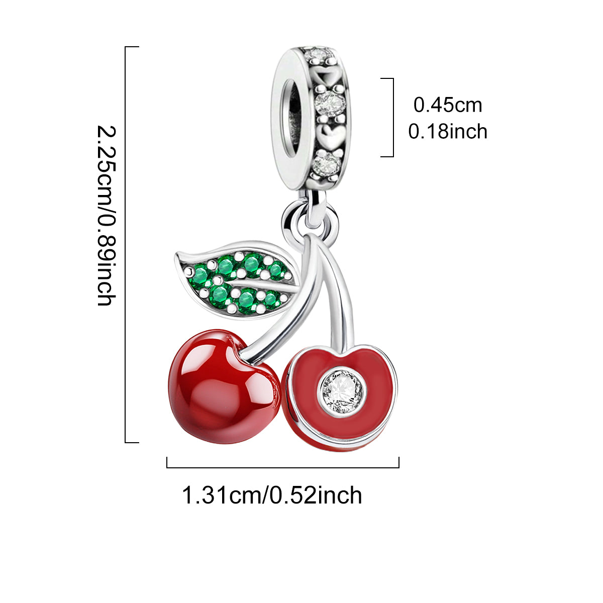 925 Sterling silver cherry charm bead