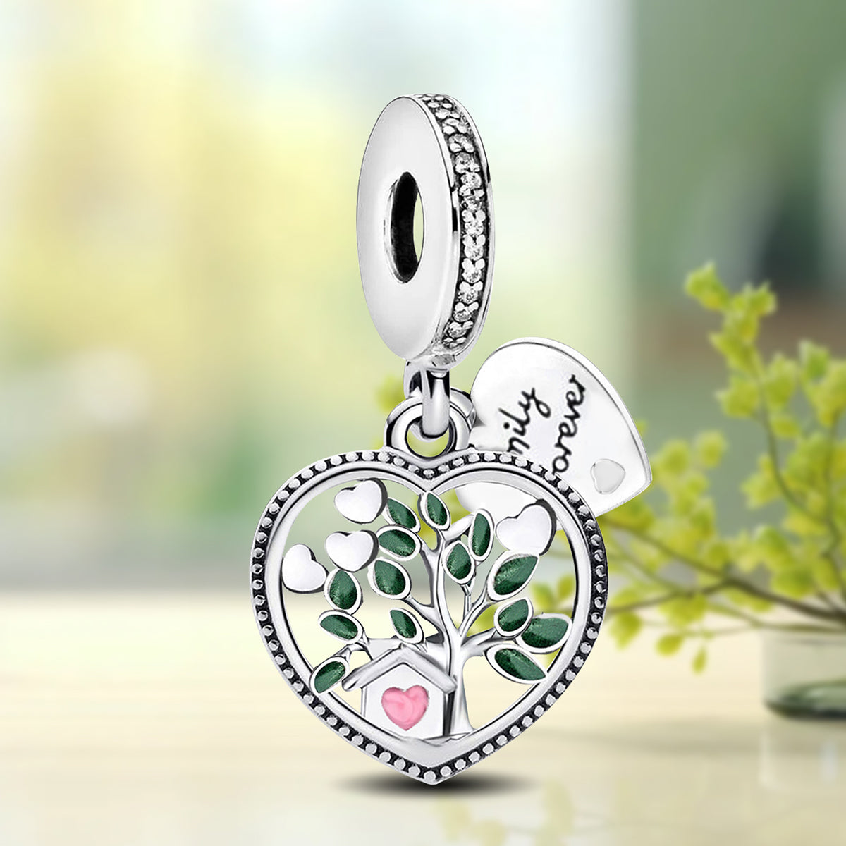 925 Sterling silver heart  charm bead