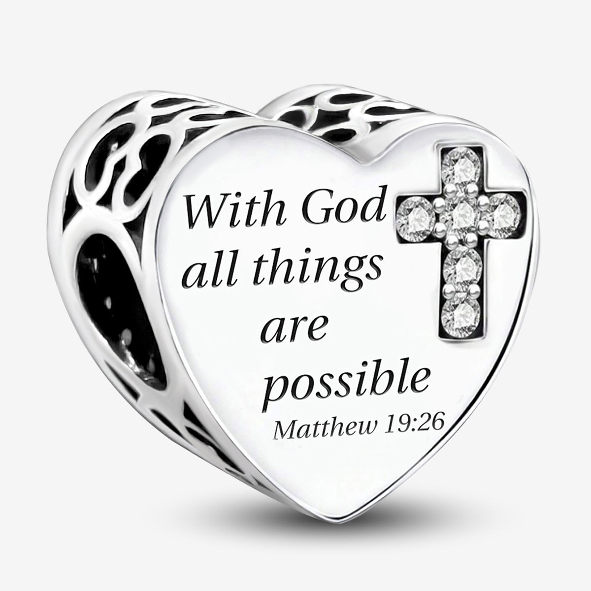 925 Sterling silver heart  charm bead