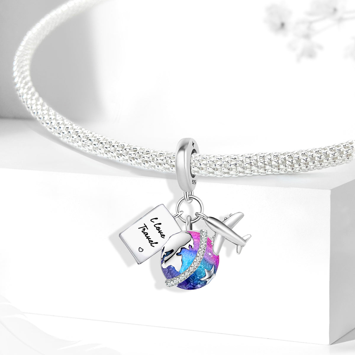 925 Sterling silver airplane charm bead