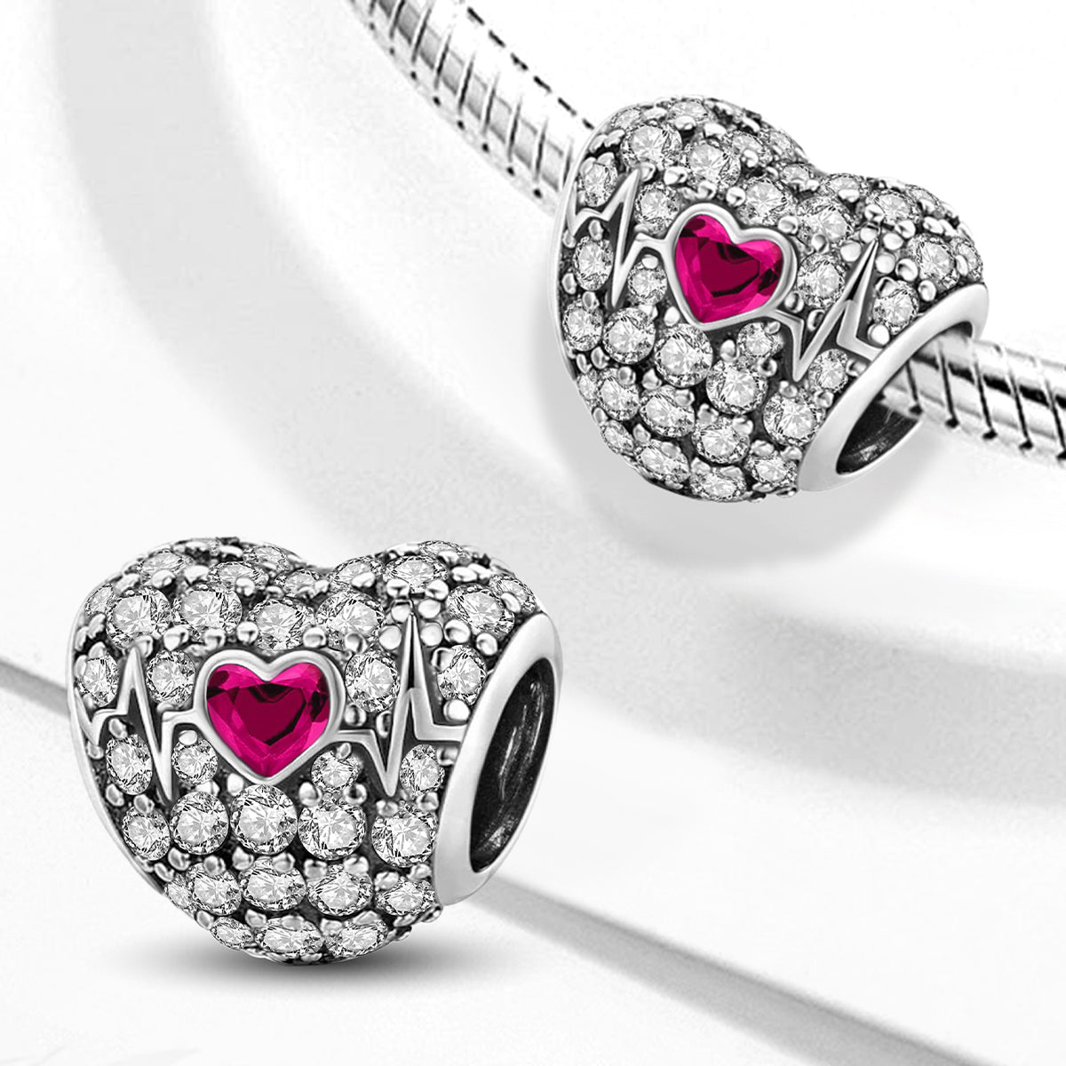 925 Sterling silver heart charm bead