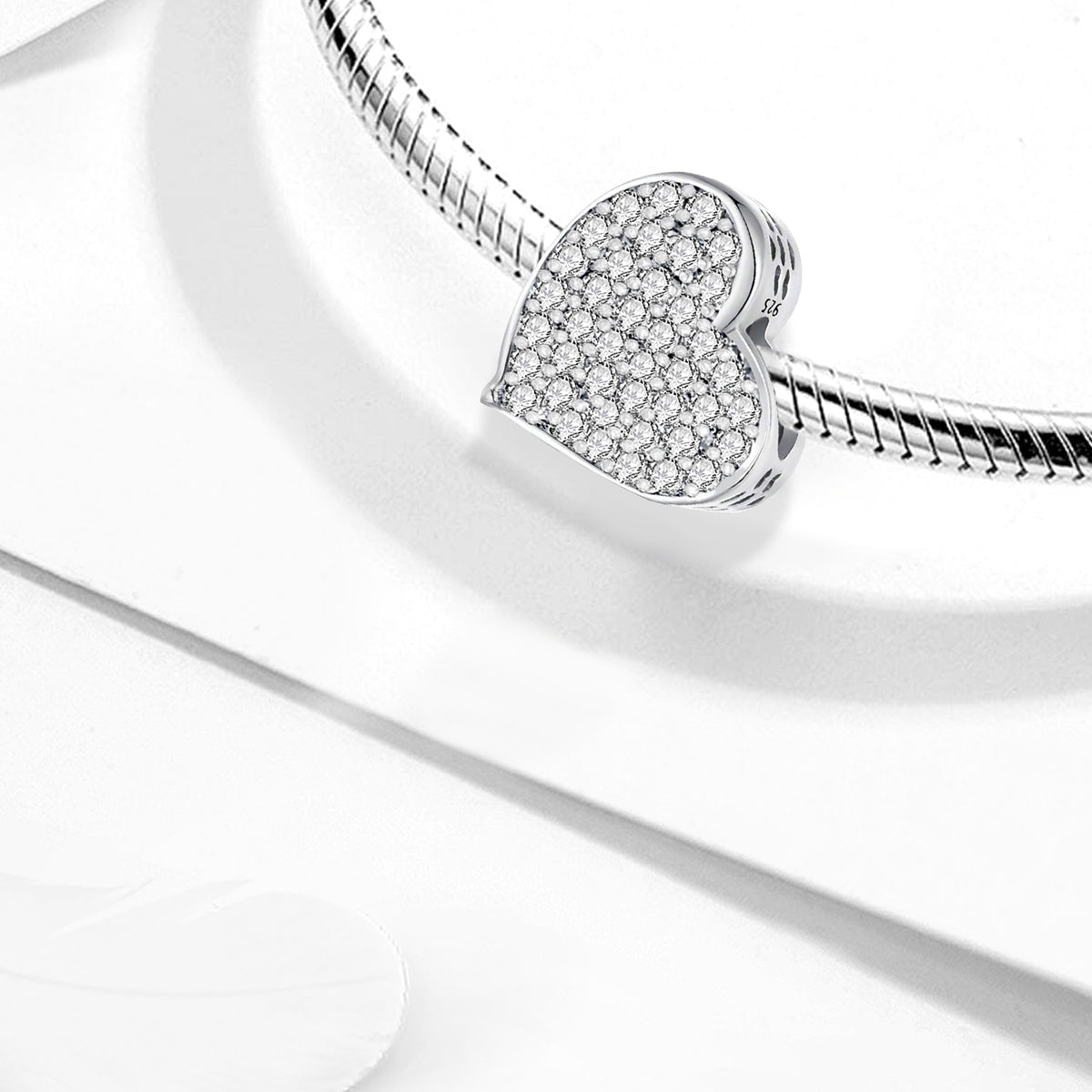 925 Sterling silver heart  charm bead