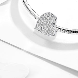 925 Sterling silver heart  charm bead