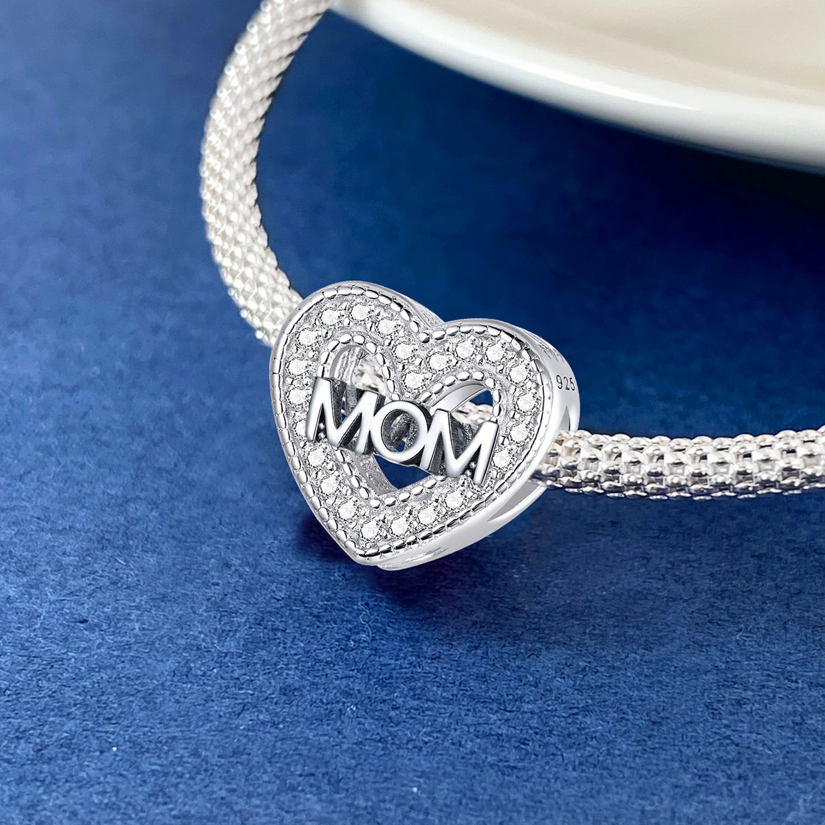 925 Sterling silver heart  charm bead