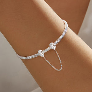 Double-Row Zircon Safety Chain | White Gold and Zircon