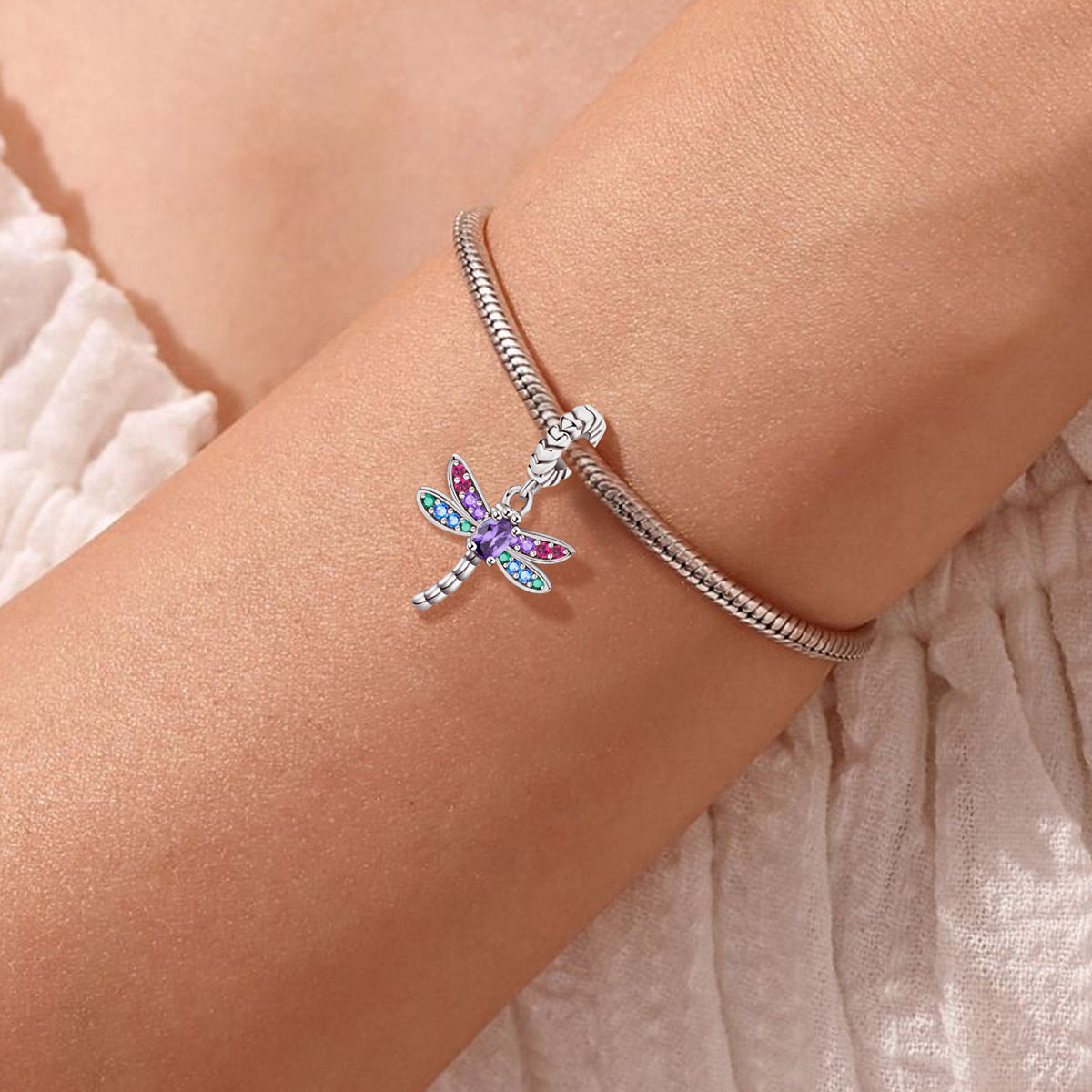 925 Sterling silver dragonfly charm bead