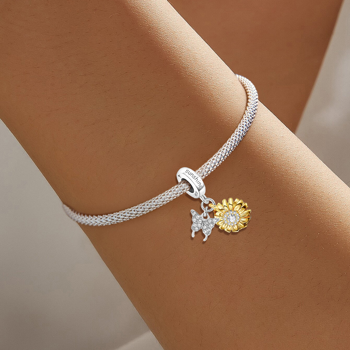 925 Sterling silver butterfly charm bead