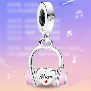**Earphone Charm | Black Foam + White Zirconia | Trendy Design**