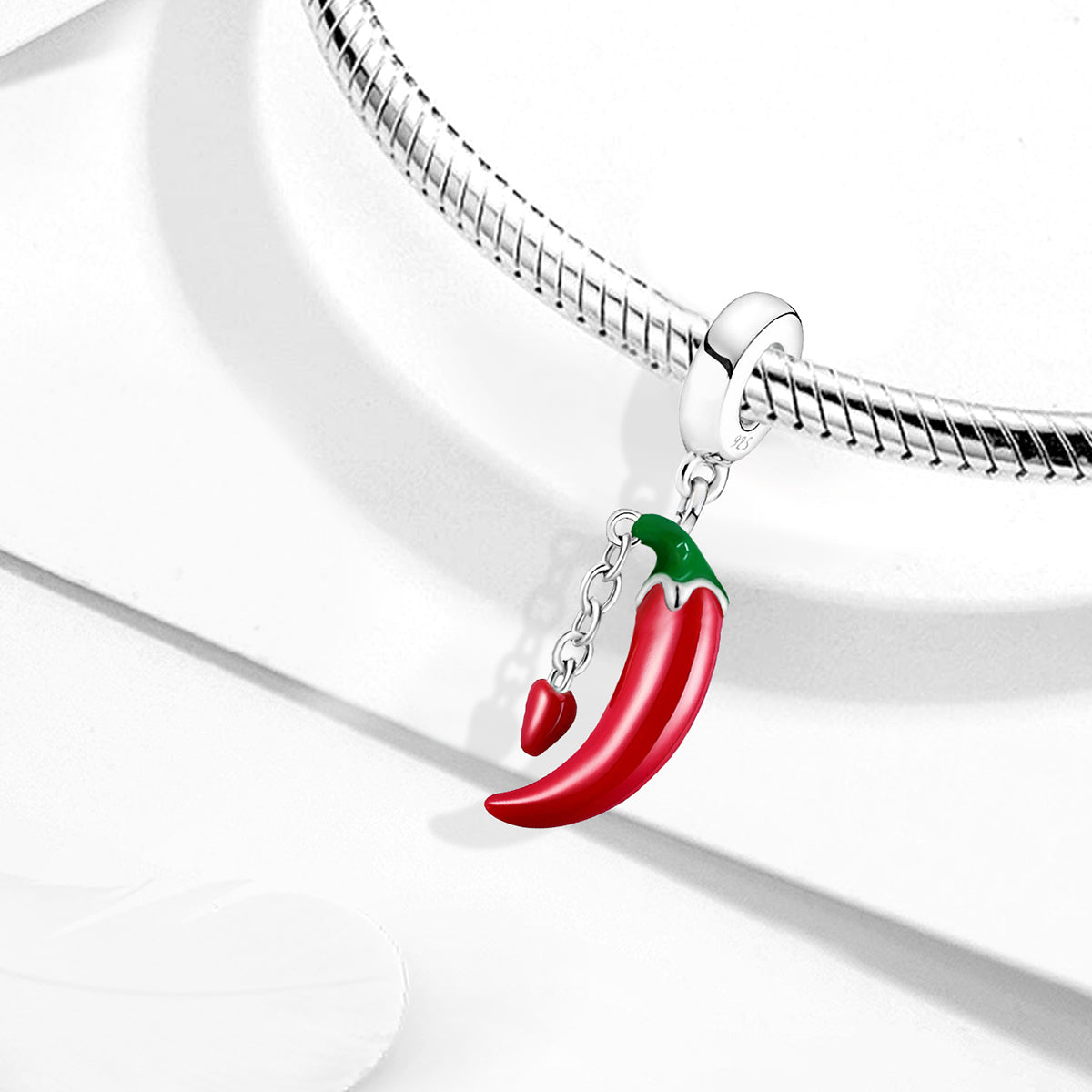 925 Sterling silver chili charm bead